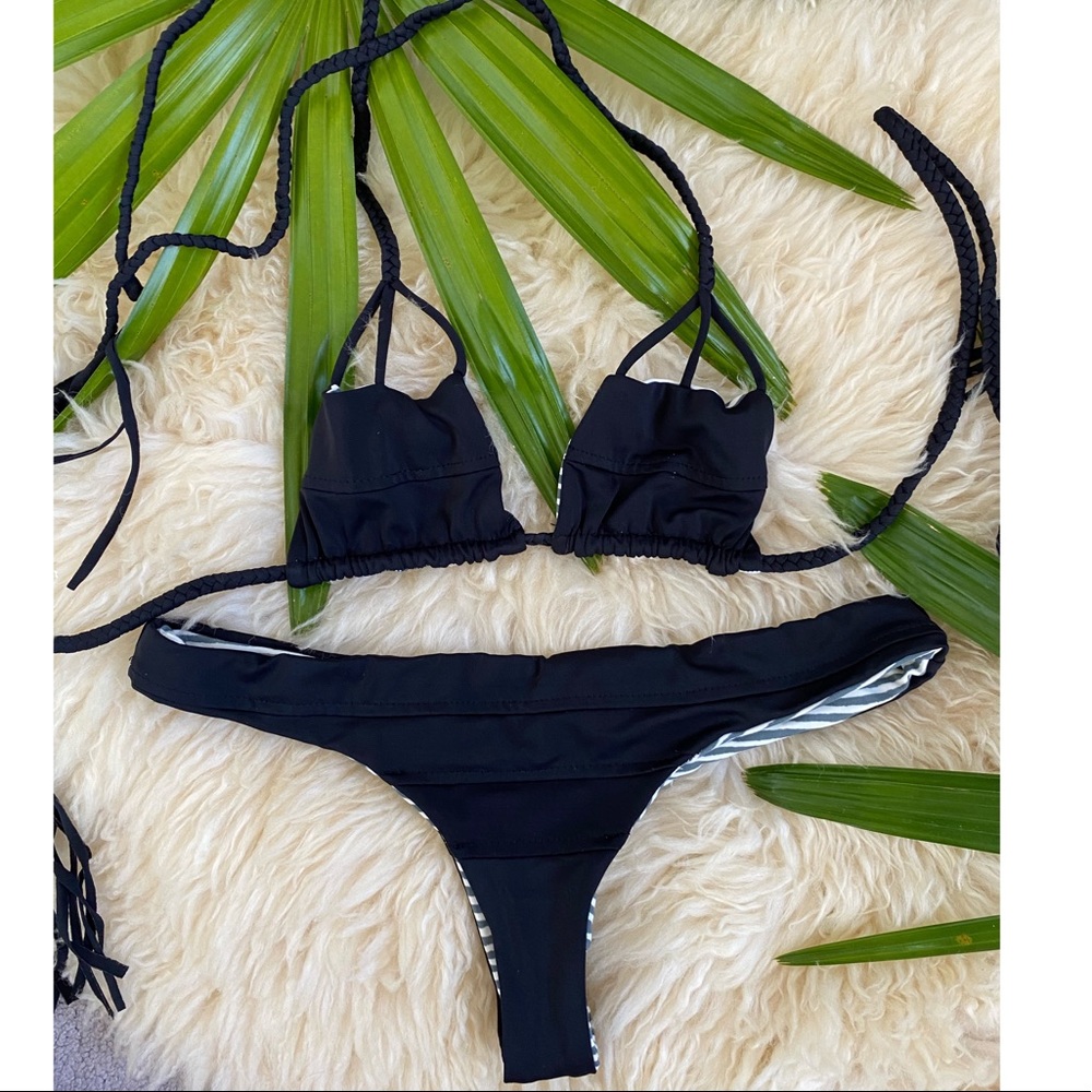 Rove Swimwear Cheeky Black Bikini Set Med Acacia